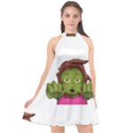 Emoji Zombie Woman Halter Neckline Chiffon Dress 