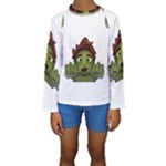 Emoji Zombie Man Kids  Long Sleeve Swimwear