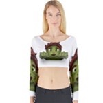 Emoji Zombie Man Long Sleeve Crop Top (Tight Fit)