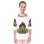 Emoji Zombie Man Kids  Quarter Sleeve Raglan Tee