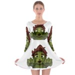 Emoji Zombie Man Long Sleeve Skater Dress