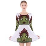 Emoji Zombie Man Long Sleeve Velvet Skater Dress