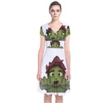 Emoji Zombie Man Short Sleeve Front Wrap Dress