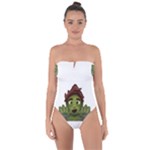 Emoji Zombie Man Tie Back One Piece Swimsuit