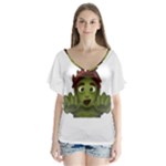 Emoji Zombie Man V-Neck Flutter Sleeve Top