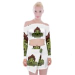 Emoji Zombie Man Off Shoulder Top with Skirt Set