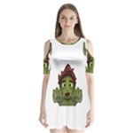 Emoji Zombie Man Shoulder Cutout Velvet  One Piece