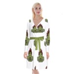 Emoji Zombie Man Long Sleeve Velvet Front Wrap Dress