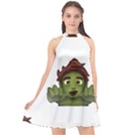 Emoji Zombie Man Halter Neckline Chiffon Dress 