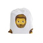 Emoji Bearded Man Drawstring Pouch (Large)