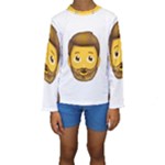 Emoji Bearded Man Kids  Long Sleeve Swimwear