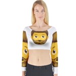 Emoji Bearded Man Long Sleeve Crop Top (Tight Fit)