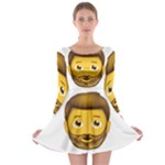 Emoji Bearded Man Long Sleeve Skater Dress