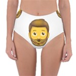 Emoji Bearded Man Reversible High-Waist Bikini Bottoms