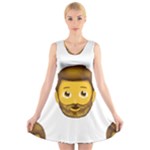 Emoji Bearded Man V-Neck Sleeveless Dress