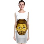 Emoji Bearded Man Sleeveless Velvet Midi Dress