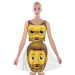 Emoji Bearded Man Velvet Skater Dress