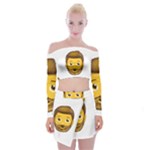 Emoji Bearded Man Off Shoulder Top with Skirt Set