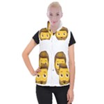 Emoji Bearded Man Women s Button Up Puffer Vest