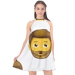 Emoji Bearded Man Halter Neckline Chiffon Dress 