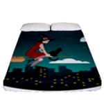 Halloween Witch Befana Fitted Sheet (King Size)