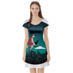 Halloween Witch Befana Short Sleeve Skater Dress