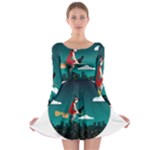 Halloween Witch Befana Long Sleeve Skater Dress