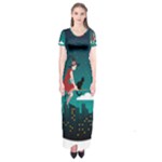 Halloween Witch Befana Short Sleeve Maxi Dress