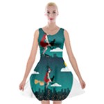 Halloween Witch Befana Velvet Skater Dress