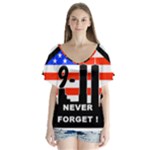 911 Never Forget V-Neck Flutter Sleeve Top