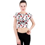 Halloween Skeleton Fish Crew Neck Crop Top