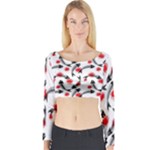 Halloween Skeleton Fish Long Sleeve Crop Top (Tight Fit)