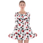 Halloween Skeleton Fish Long Sleeve Skater Dress