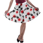 Halloween Skeleton Fish A-line Skater Skirt