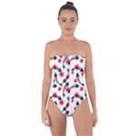 Halloween Skeleton Fish Tie Back One Piece Swimsuit