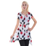 Halloween Skeleton Fish Short Sleeve Side Drop Tunic