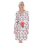 Halloween Skeleton Fish Long Sleeve Velvet Front Wrap Dress