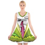  Venus Flytrap Monster V-Neck Sleeveless Dress