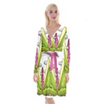  Venus Flytrap Monster Long Sleeve Velvet Front Wrap Dress