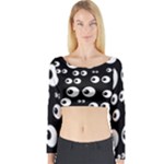 black white eyes Long Sleeve Crop Top (Tight Fit)