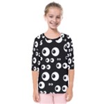 black white eyes Kids  Quarter Sleeve Raglan Tee