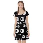 black white eyes Short Sleeve Skater Dress