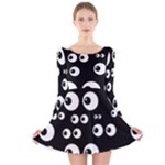 black white eyes Long Sleeve Velvet Skater Dress