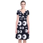 black white eyes Short Sleeve Front Wrap Dress