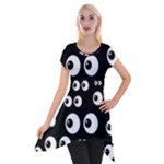 black white eyes Short Sleeve Side Drop Tunic