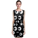 black white eyes Sleeveless Velvet Midi Dress