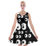 black white eyes Velvet Skater Dress