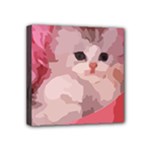 pink fluffy kitten Mini Canvas 4  x 4  (Stretched)