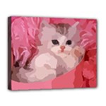 pink fluffy kitten Canvas 14  x 11  (Stretched)