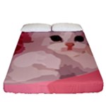 pink fluffy kitten Fitted Sheet (Queen Size)